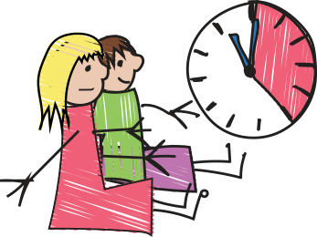 Image of mother sitting down with child on lap