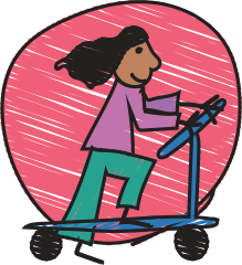 image of child in scooter