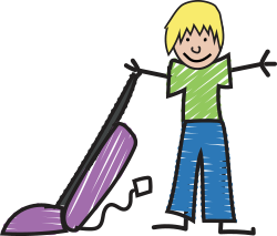 Image of child with a vacuum cleaner