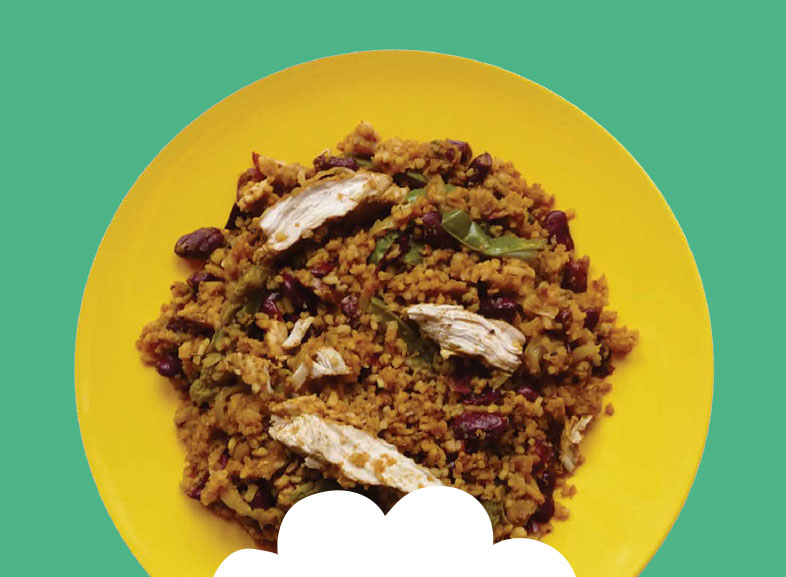 Cyw Iâr Jerk gyda Reis a Ffa Image